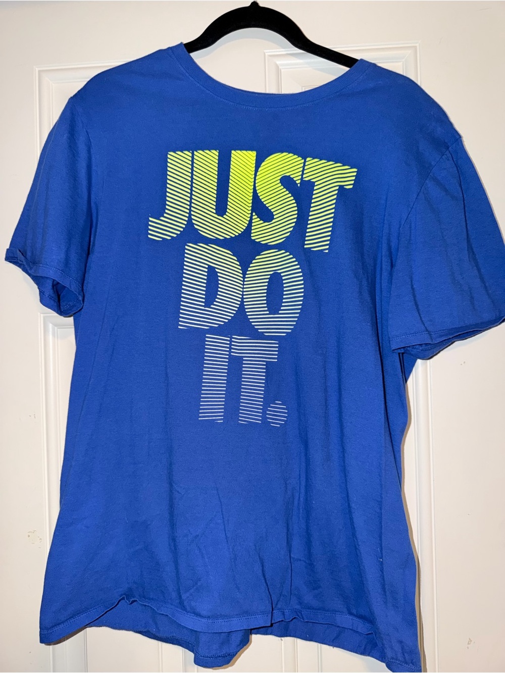 Nike Men’s Royal Blue Tee with Neon Yellow & White 'Just Do It' Graphic large